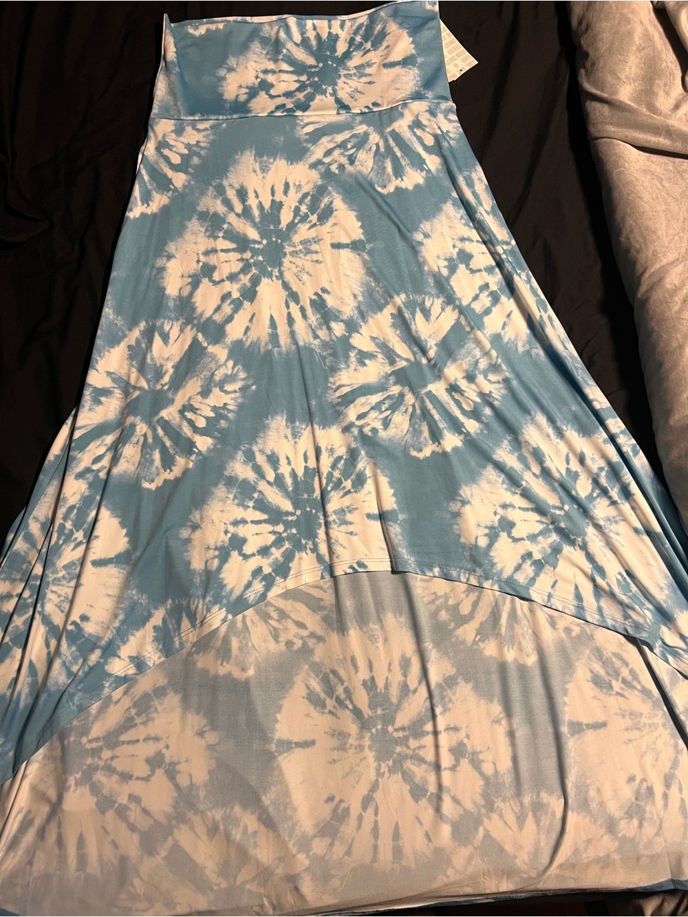 Women's LulaRoe Blue and White Tie-Dye Maxi Skirt Sz Medium
